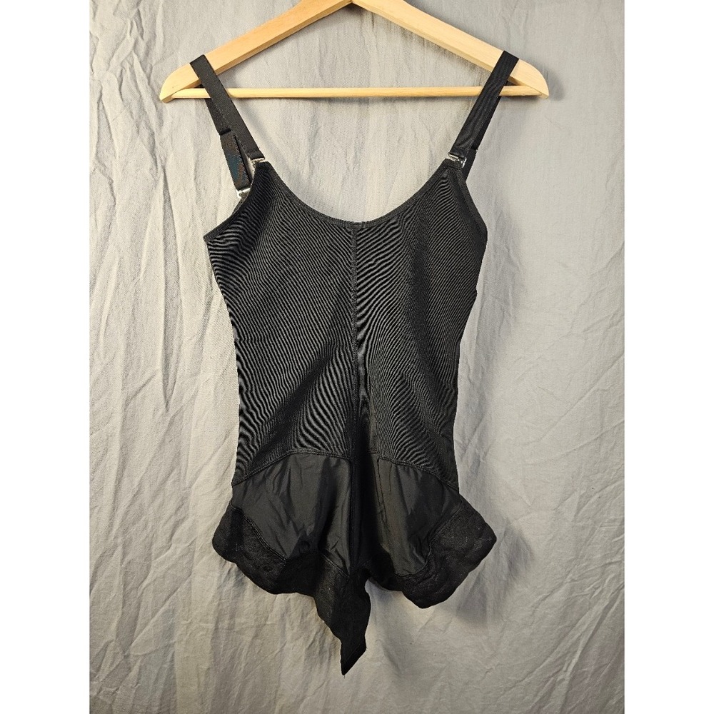 Shaperx Womens Black Compression Bodysuit Shapewear Front Zip Open Bust Medium - Picture 6 of 9